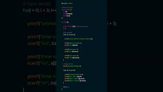 C Program: Array Of Structures Example |  #clanguage #cprogramming #codingtips
