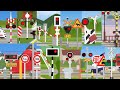 【踏切アニメ】世界のふみきりがいろんな場所でカンカン😂Railroad crossings of the world on various places!