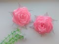 Бантики Розы из атласных лент МК Канзаши / Bows Rose satin ribbons, Kanzashi MK