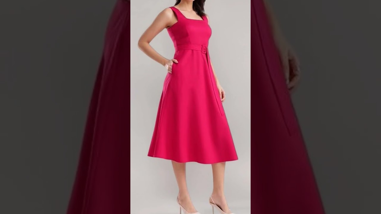 FableStreet Women's Fit and Flare Dress - Fuchsia 