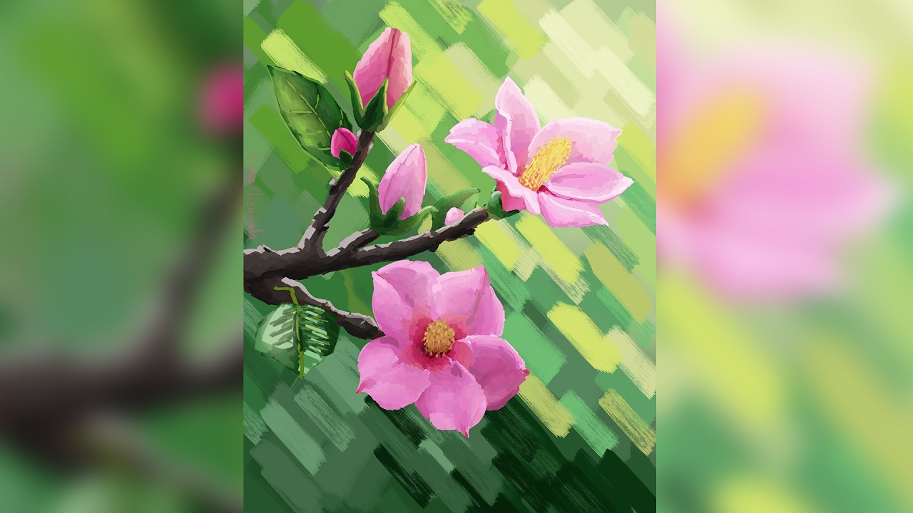 DRAWING FLOWER PROCCESS🌺| SPRING ATMOSPHERE | DIGITAL ART - YouTube