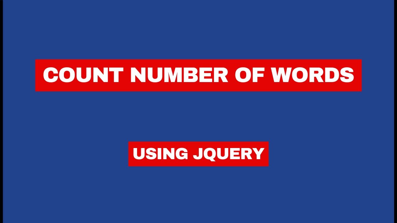 Count Number of Words using JQuery YouTube
