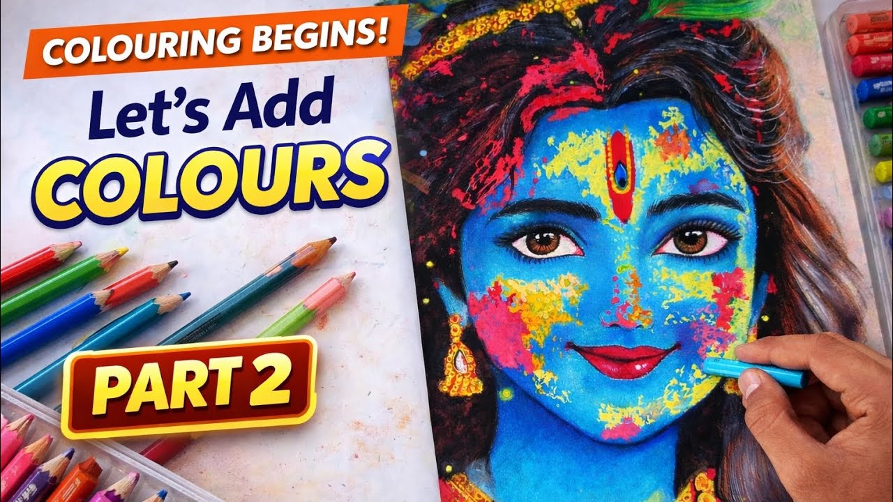 How to Draw Krishna with Oil Pastels Step by Step | Krishna Drawing Tutorial for Beginners(Part 2)