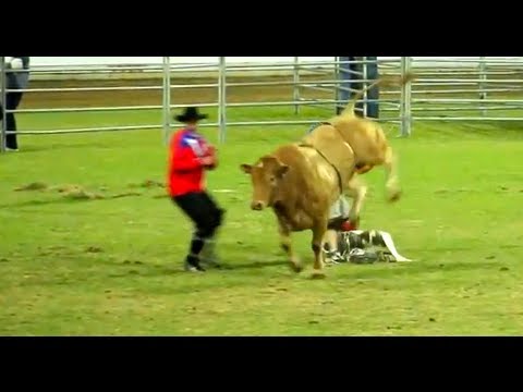 Rodeo Accident - Bull rider walks away
