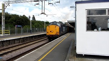 A rare sight - two Class 37 locos with an engineering train at Leigh-on-Sea