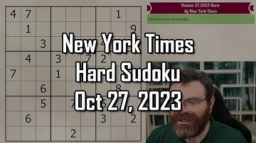 NYT Hard Sudoku Walkthrough | October 27, 2023
