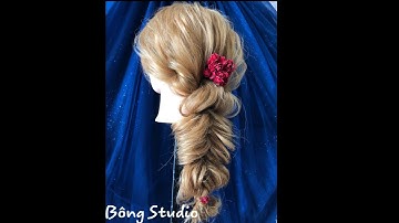 Hướng dẫn bới tóc cô dâu đơn giản mẫu 32 (Bông Studio)