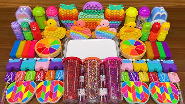 RAINBOW DUCK !!! Mixing random into GLOSSY slime!!!Satisfying Slime Video #211