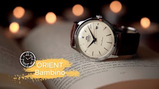 Orient Bambino on a brown leather (RAAC0M04Y)