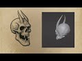 Modelagem 3D de crânio com chifre e dentes pontiagudos. #modelagem3d #blender