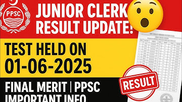 Junior Clerk Result Update 2025 | PPSC Merit List & Test Held on 01-06-2025