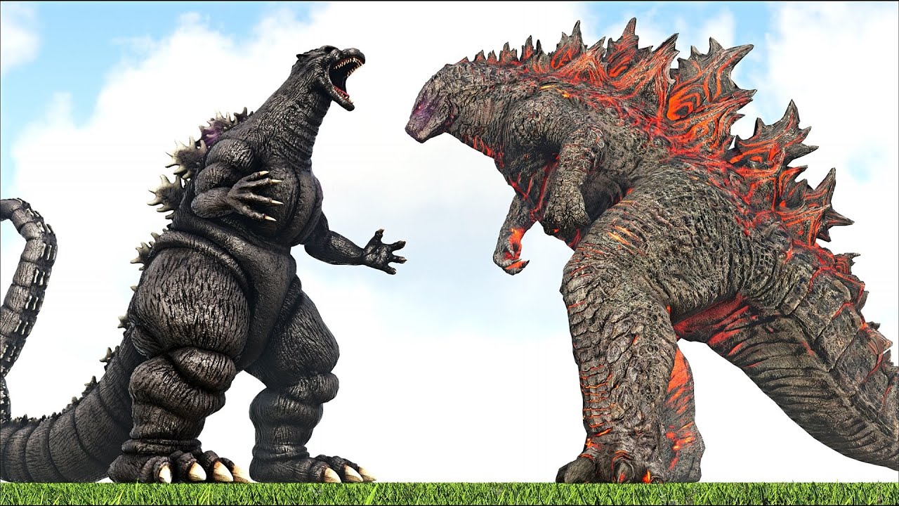 NEW HEISEI GODZILLA 2ST FORM ACCURATE VS LEGENDARY GODZILLA BURNING (ARK SURVIVAL EVOLVED BATTLE)