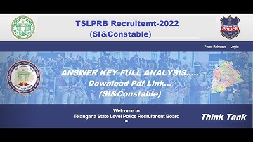 TSLPRB SI and Constable Prelims Answer Key Full analysis| Pdf link for all keys | TS Police results?