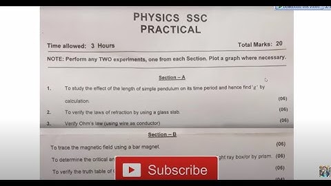 Physics 10 Practical Paper  SSC-2  Exam 2023