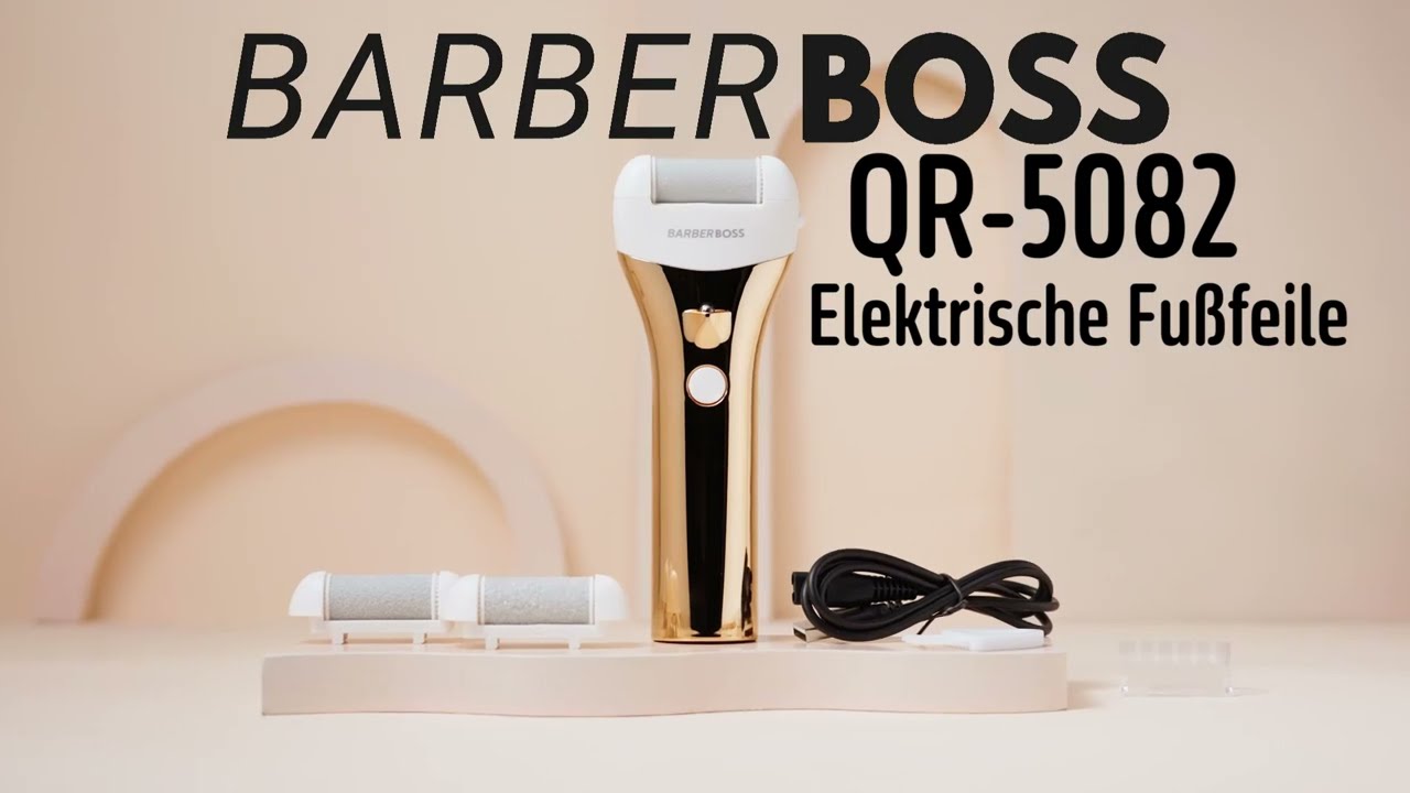 BarberBoss QR-5082 Elektrische Fußfeile, Hornhautentferner – Professionelle Pediküre