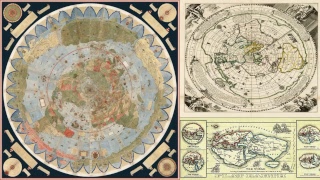 2 old maps, showing Antarctica as multiple non-ice covered continents