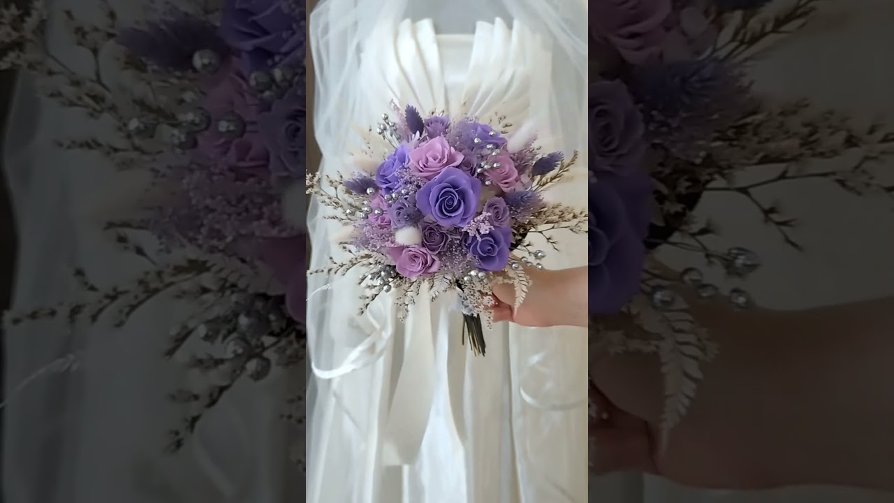 プリザ＆ドライクラッチブーケ（ピュアパープル）【ジェイダイト