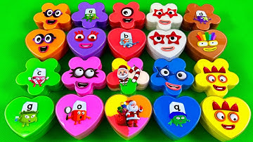 Numberblocks & Alphablocks - ASMR Making Rainbow Clay with Heart & Flower Slime Coloring! Satisfying