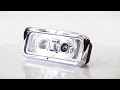 Chrome LED Heated Projector Headlight Assembly W/ Bezel, Visor & Blue Backlit Aux - Driver Side