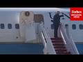 Trump Departs Joint Base Andrews En Route To CT For Coast Guard Academy Commencement Address