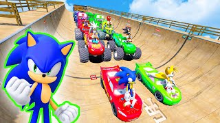 GTA 5 SPIDER-MAN 2, POPPY PLAYTIME, SONIC Join in Epic New Stunt Racing #952