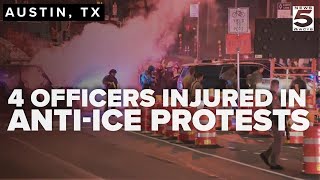4 officers injured, 13 people arrested during ICE protests in Austin