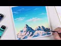 Blue sky mountain / Easy acrylic painting for beginners / PaintingTutorial