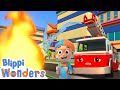 Blippi explores a firetruck  blippi wonders magic stories and adventures for kids  moonbug kids