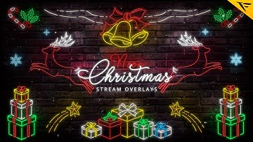 Christmas Neon twitch overlays and Alerts stream pack for OBS Studio, Streamlabs and StreamElements
