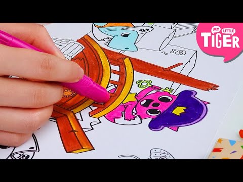 BABY SHARK! Let’s Color the BABY SHARK and do a Role Play!|BABY SHARK Coloring Roll |mylittletiger