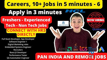 TCS Hiring | HCL | REACT JS FRESHER Jobs | HR Fresher | Digital Marketing |  QA Automation | AMD |