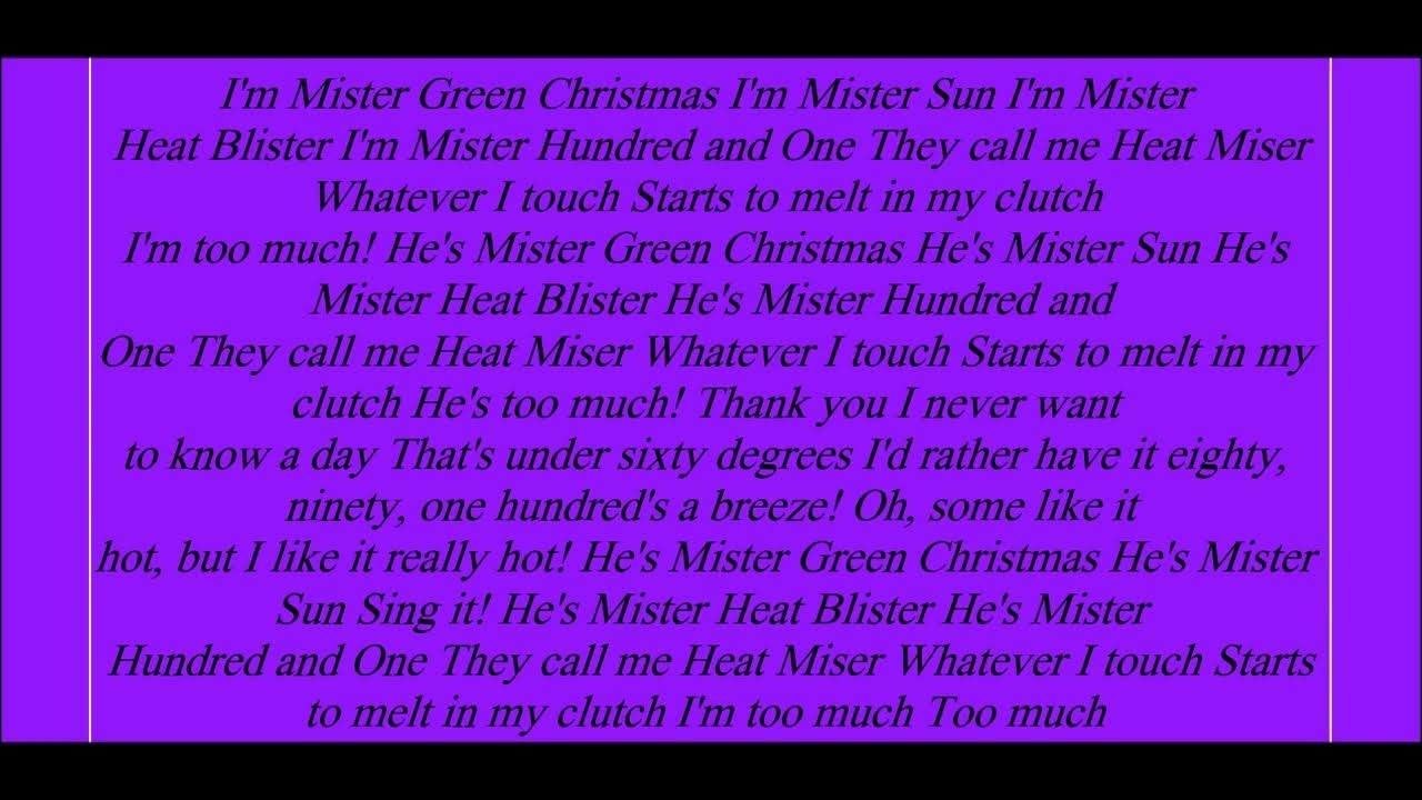 Snow Miser And Heat Miser Song Lyrics Heat Miser Lyrics - YouTube