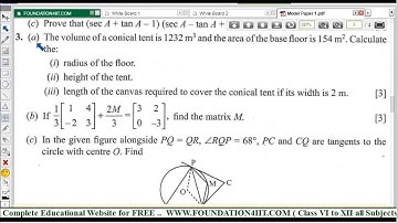 Class 10 Maths ICSE Model Test Paper - 1 || Q.No. 3 ||