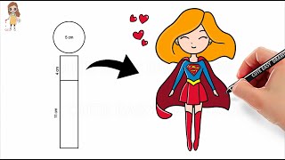 How to Draw SUPERGIRL in a Super Easy Way Step by Step Tutorial