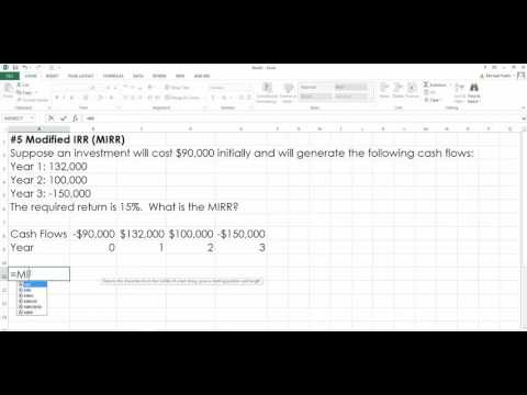 Calcuating MIRR in Excel