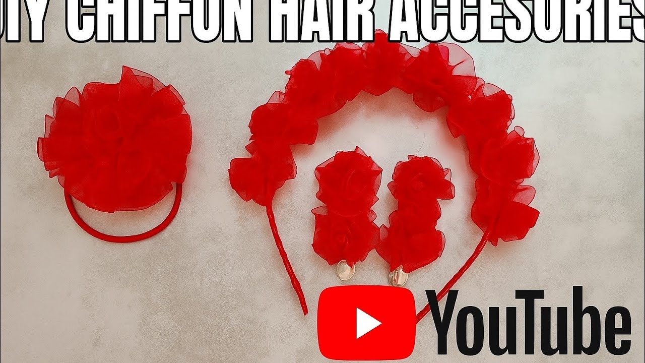 ست اکسسوری دخترانه شیک / کش مو . تل و گیره گل دار قرمز