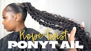 SLEEK ROPE TWIST PONYTAIL TUTORIAL || 6 Jumbo Rope Twist