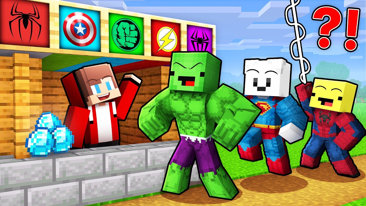 Maizen: Mikey and JJ Opened a SUPERHERO SHOP in Minecraft!