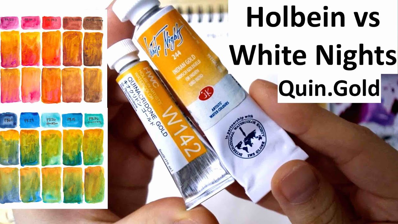 Holbein Quinacridone Gold vs White Nights Indian Gold YouTube