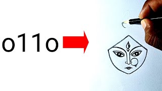 How to Draw Maa Durga From o11o Numbers and letters, Easy Maa Durga Drawing #dk9arts screenshot 3