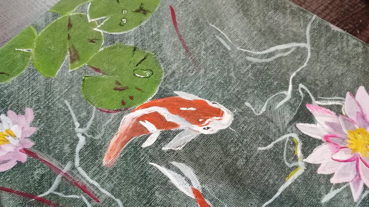 How To Paint A Koi Fish Pond / Acrylic Painting Techniques / Acrylic Painting 