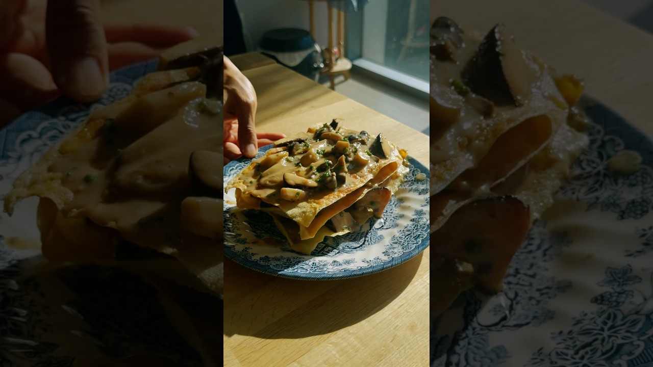 Tofu sheet Lasagna with mushroom gravy