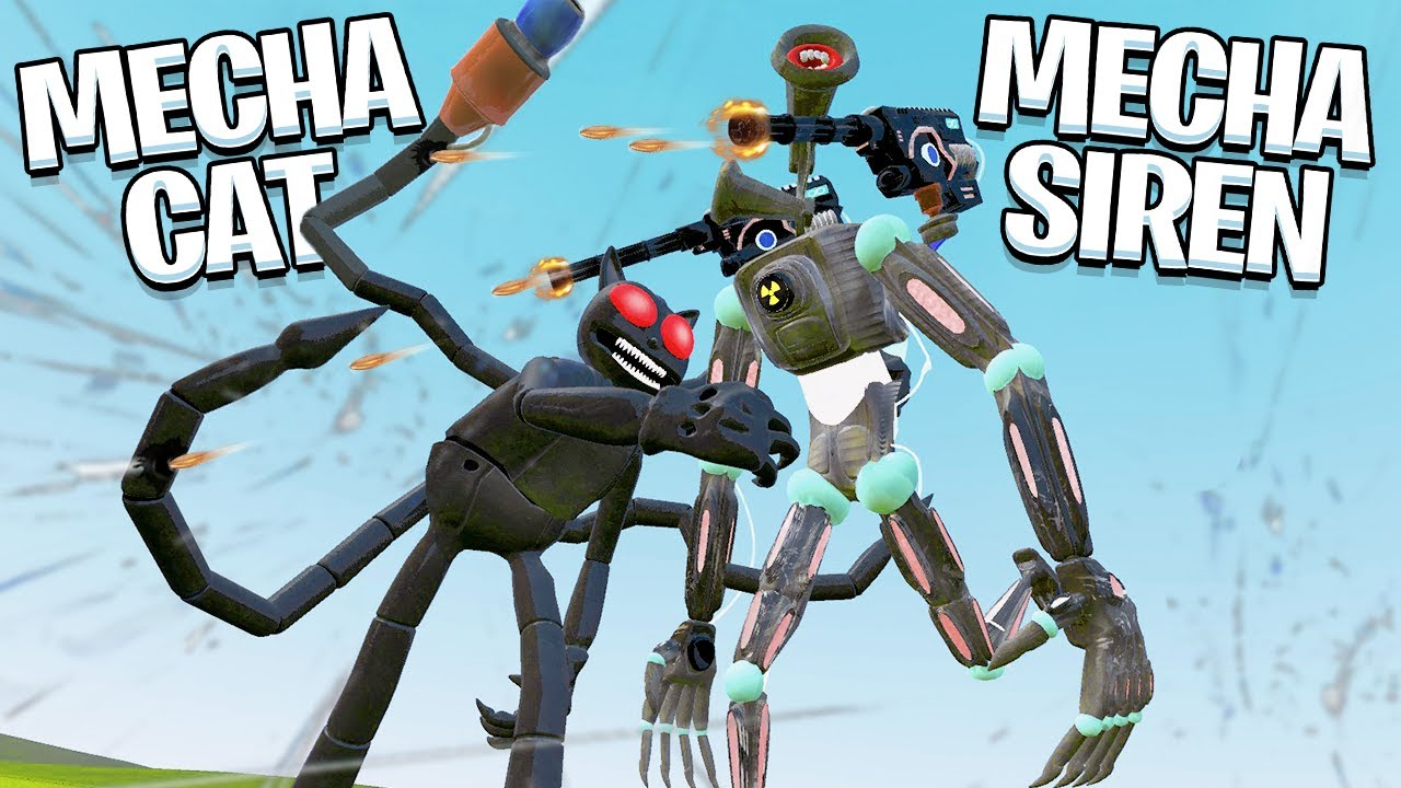 MECHA Siren Head vs MECHA Cartoon Cat Garrys Mod