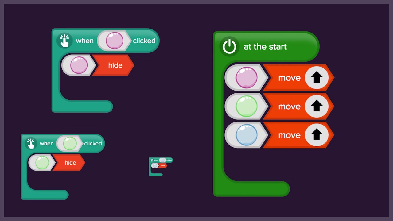 Block coding Level 1 Burst the bubbles from Simple inputs YouTube