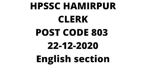HPSSC|| CLERK ||POST CODE 803|| ENGLISH PART || 27-12-2020