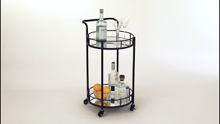 How to Assemble your mDesign Metal Round Rolling Beverage Bar Cart with Glass Shelves