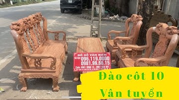 Bộ Bàn Ghế Giả Cổ - Minh Quốc Đào Cột 10 Gỗ Hương Đá.