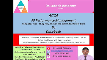 ACCA F5 Performance Measurement 13 2 Performance Measurement and Control