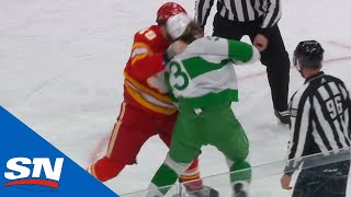 Justin Holl and Matthew Tkachuk Drop The Gloves For Intense Tilt