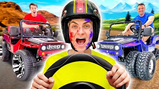 Last To Stop Riding Mini Jeep Challenge (RED VS BLUE)